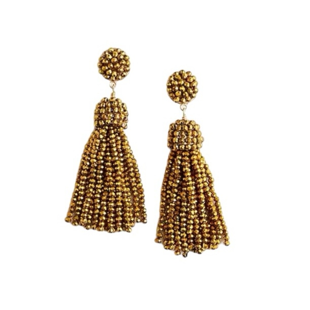 NEW J. Crew Faceted Gold tassel earrings